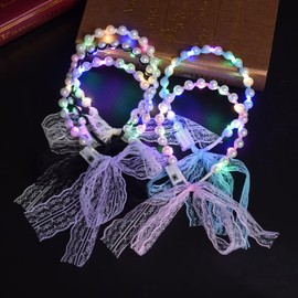JOMA-E Shop Cosplay Accessories, LED Pearl Lace, Headband, Halloween Accessories, Headband, Light Up Toy, Girls, Fireworks Displays, Festivals, Summer Festivals, Party Concerts, Set of 5 (Colorful