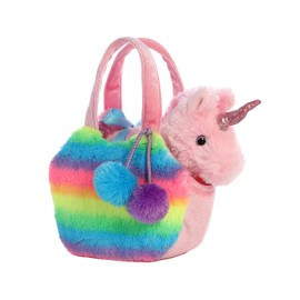 Aurora® Fashionable Fancy Pals™ Rainbow Unicorn™ Stuffed Animal - Plush with Stylish Purse for Dress Up Fun - Perfect for Kids 3+ Years, Costumes, and Birthdays - Multicolor 7 Inches