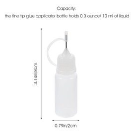 VILLCASE 10 Aplicador de Punta de Precisión: 10 ml Botella Aplicadora de Punta de Precisión - Mini Exprimidor Portátil - Para Proyectos De Pegado, Quilling De Papel, Manualidades