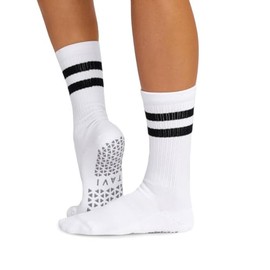 TAVI NOIR Kai Fashion Crew Grip Socks, Medium, White
