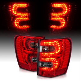 AmeriLite Red/Smoke LED Tail Lights Assembly For 1999-2004 Jeep Grand Cherokee - Passenger and Driver Side