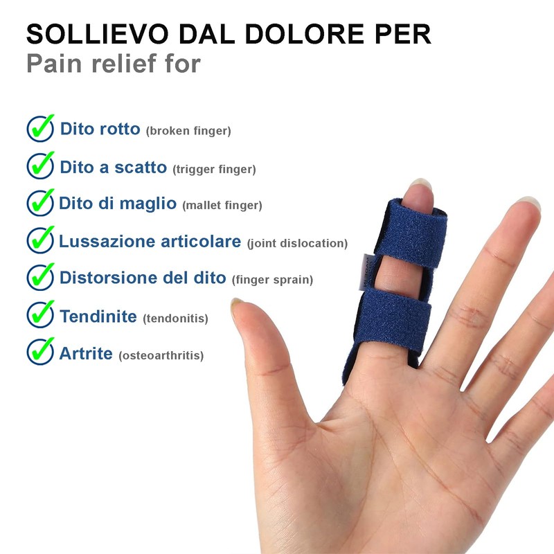 Longivia® Tutore Dito Regolabile Traspirante con inserto in metallo, Stecca