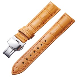 BINLUN Leather Watch Bands Replacement Alligator Pattern Watch Strap for Men Women with Silver/Gold/Rose Gold Butterfly Deployment Buckle(Orange,16mm)