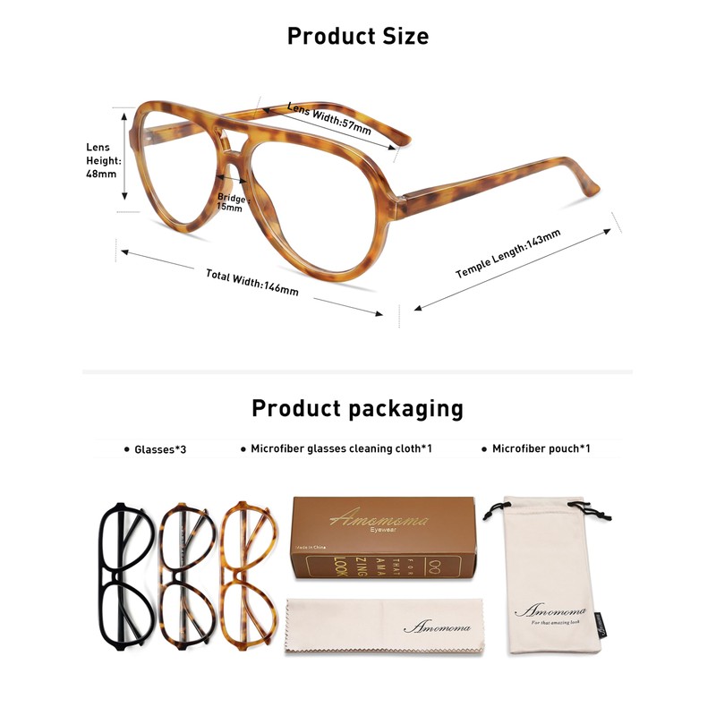 AMOMOMA 3 Pack Retro Aviator Reading Glasses for Women Men,Classic
