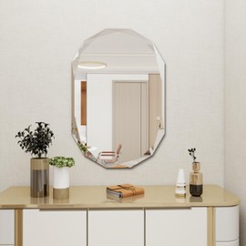 Beveled Bathroom Mirror, 22X30 Inch Single Beveled Edge Frameless, Beveled Edge Mirror，for Living Room Bedroom Entryway Mantel Hallway Decoration, Hang Horizontally or Vertically (22 * 30inch)