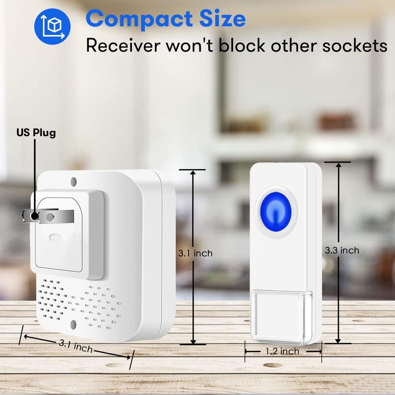 Wireless Doorbell, Coolqiya Door Bell Chimes Kit with 3 Plugin