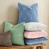 Faux Fur Plush Soft Blue Throw Pillow Covers 18x18 Set