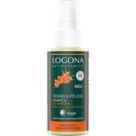 LOGONA Naturkosmetik Repair & Care Organic Sea Buckthorn Hair Oil, Intesive Care for Dry, Damaged Hair, Reaprated, 75 ml