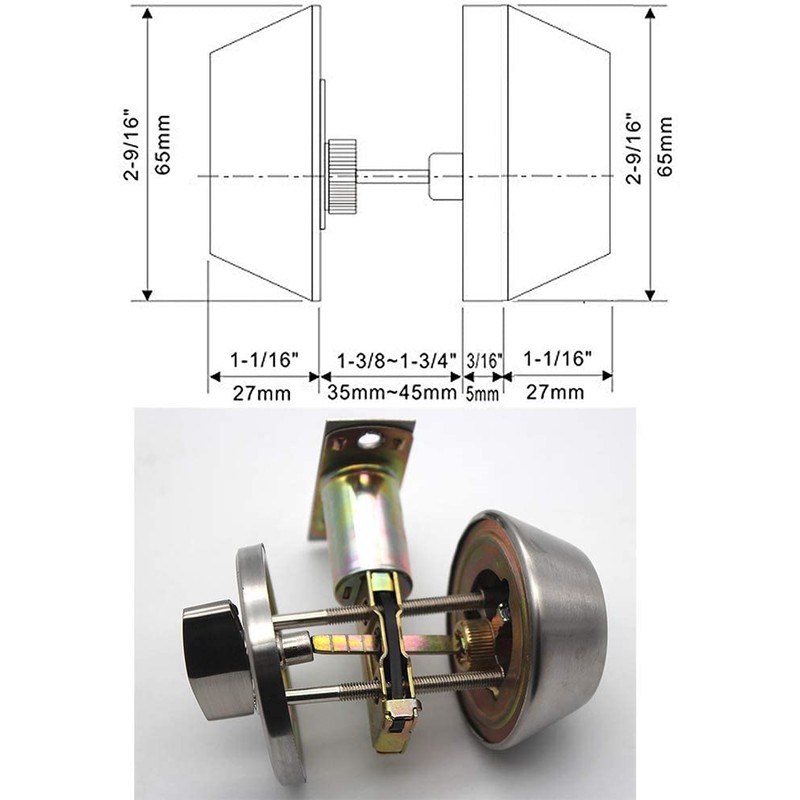 Classic Combo Door Lock, Satin Nickel Key Double Cylinder Deadbolt