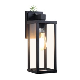 LITFIT Dusk to Dawn Outdoor Lighting, 14'' Matte Black Exterior Lighting Fixtures, Waterproof and Rustproof, Outside Wall Lantern for House, Garage, Porch & Patio, Blubs Not Included