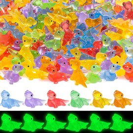 Tehttz 100Pcs Mini Luminous Resin Lizard Crafts for Garden, Tiny Lizard Bulk Multicolored Resin Figures Glow in The Dark Miniature Figures for Landscape Decoration