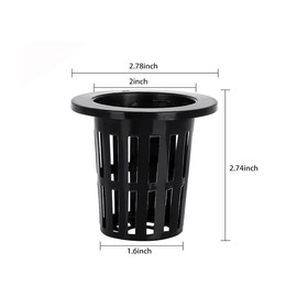WOYAODONG 100 Pcs 2 inch Net Pots Hydroponics Supplies Cups,Garden Plastic Slotted Mesh Net Cups Pots，Round Wide Rim Design(Black)