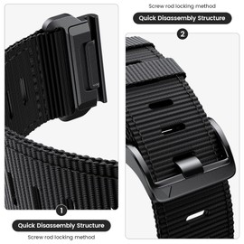 CUZOW Compatible with Garmin Fenix 5X/7X/Tactix 7 pro, 26mm Nylon Quickfit Watch Band for Garmin Fenix 3/3 HR, Fenix 5X Plus/6X/6X Pro/Tactix/Descent MK1/D2 Delta PX/D2 Charlie, Black