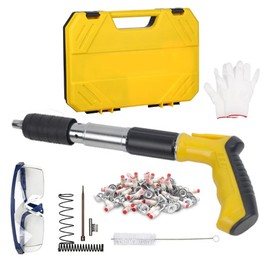 5 Speed Adjustable Manual Steel Nail Gun Wall Fastening Rivet Tool, Wire Slotting Device Decoration Tools Shooting Machine for Penetrate Concrete Walls, 7.3mm Diameter, with 100pcs Round Nails
