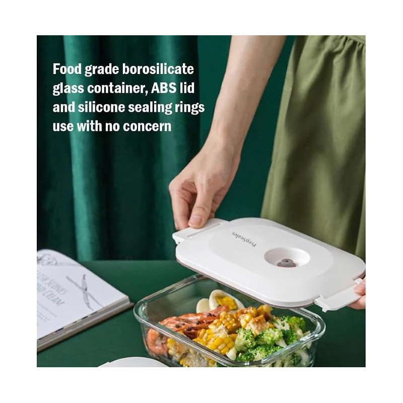 PrepSealer Everyday keep food fresh, Meal Prep, Marinade, Borosilicate Glass