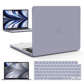 IBENZER Compatible with 2025 2024 2023 2022 MacBook Air 13 inch Case M4 A3240 M3 A3113 M2 A2681, Hardshell Case & KeyboardCover & ScreenFilm for Mac Air 13.6, Lavender Gray, KK-LVGY+2