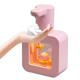 Ipalmay Foam Soap Dispenser - Cute Automatic Soap Dispenser for Kids Bathroom Kitchen Office School Children Birthday Gift, Waterproof USB Rechargeable Hand-Free Soap Dispenser 13.5oz, Pink Dinosaur