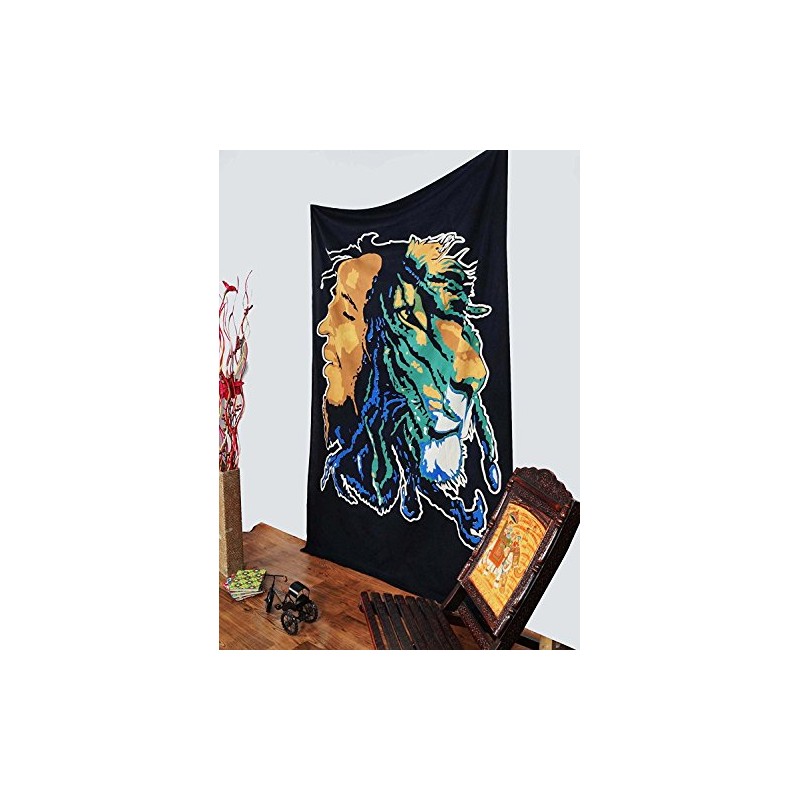 Sophia Art Happy Bob Marley Tapestry, Indian Hippie Wall Hanging