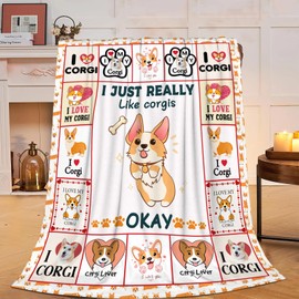 Corgi Blanket Soft Cozy Dog Throw Blanket Gift for Corgi Lovers Super Plush Warm Welsh Dogs Stuff Women Girls Lightweight Fleece Flannel Gift Blankets for Kids Adults 50"X40"