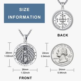 Odinstone 925 Sterling Silver St Michael/St Christopher/St Benedict/Jesus Crucifix/St Uriel/Archangel Raphael Medal Necklace for Men Women Religious Amulets Jewelry Gifts, one size, Sterling Silver,