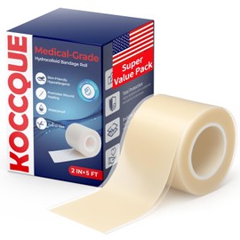 Hydrocolloid Bandages Roll for Wound Care: Medical Grade Hydrocolloid Tape Patch with Self-Adhesive - Cut-to-Size Waterproof Flexible Ultra Absorbent Dressing for Blisters Acne Burns(2in x 5ft)
