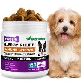 CLFJLXYX Hunde-Allergiehilfe | Juckreizlinderung für Hunde | Juckreizlinderung & Immunstärkung | Stoppt Kratzen, Lecken, Haarausfall | Hypoallergen bei saisonalen Allergien | 150 STK (1Pcs)
