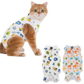 GIEEU Cat Recovery Suit 2 Pack, Cat Vest after Surgery Female, Post-Surgery Protective Bodysuit for Cats,Recovery Suit Female Abdominal Wounds, Size M (2~4KG Cat)
