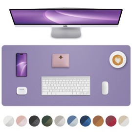 Leather Desk Pad Protector, Purple Desk pad, Office Desk Mat, Non-Slip PU Leather Desk Blotter, Laptop Desk Pad, Waterproof Desk Writing Pad for Office and Home (Light Purple, 31.5" x 15.7")