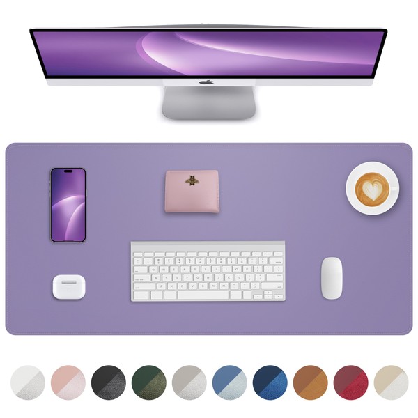 Leather Desk Pad Protector, Purple Desk pad, Office Desk Mat,