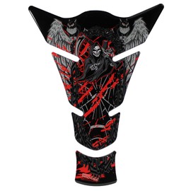 BIKE-label X503713VA Tank Pad 3D Motorcycle Tank Protector Skull Death Black Red