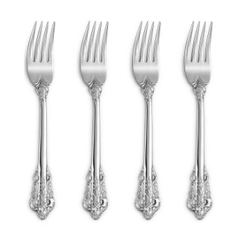 KEAWELL Juego de tenedores de ensalada de lujo, juego de 4, acero inoxidable 18/10, 7 pulgadas, apto para lavaplatos, pulido con espejo, juego de tenedores de cubiertos (plata)