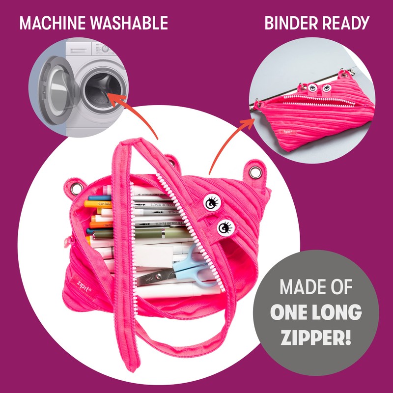 ZIPIT Monster Pencil Case for Girls, Cute 3-Ring Binder Pencil