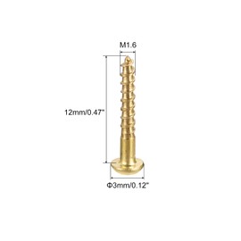sourcing map Wood Screws M1.6 x 12 mm Slotted Round Head Brass Pack of 100