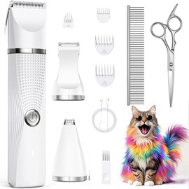 Bautrium Cat Grooming Clippers Kit with Paw Trimmer, 3 in 1 Electric Pet Hair Trimmer Supplies for Thick Matted Hair, Heavy Coat Butt Shaver Cat Razor Fur Trimmer for Dogs at Home