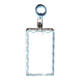 JINZHOUFZ Simple Color Wave Card Holder，Acrylic Transparent Kpop Idol Photocard Holder Cute Love Heart ID Credit Card Sleeve Cover Protector with Pendant Keychain (Blue)