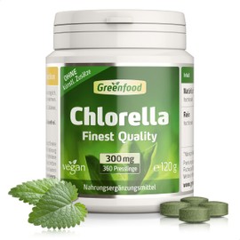 Greenfood Chlorella, 300 mg, 240 pellets - rich in chlorophyll, natural vitamins, minerals and trace elements. No Artificial Additives, Vegan.
