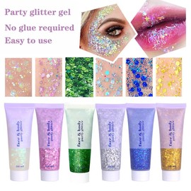 Yitla Body Glitter Gel,4pcs Face Glitter Hair Glitter Gel Set Shimmer Liquid Eyeshadow Festival Accessories for Body,Hair DIY Art Party Makeup Decoration