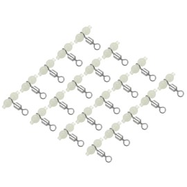 PATIKIL 20 Pack 3-Way Swivel Cross Line T-Turn Rolling Terminal with Luminous Beads 18mm Long for Catfish Surf Rigs White