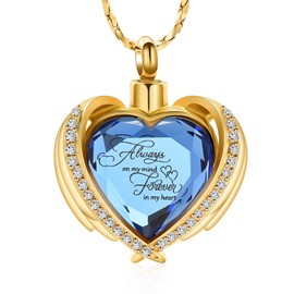 Cremation Jewelry for Ashes Pendant - Crystal Heart Urn Necklace with Mini Keepsake Urn Memorial Ash Jewelry