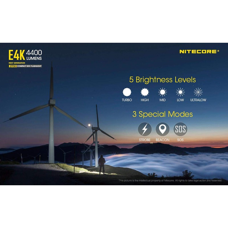 NITECORE E4K Next generat Compact EDC Flashlight - 4x C-ree