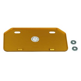 POSH FAITH Motorcycle Aluminum License Plate (Angle Cut Top Corners), for Under 7.6 cu (125 cc) Engines, Gold, 500192-04-10