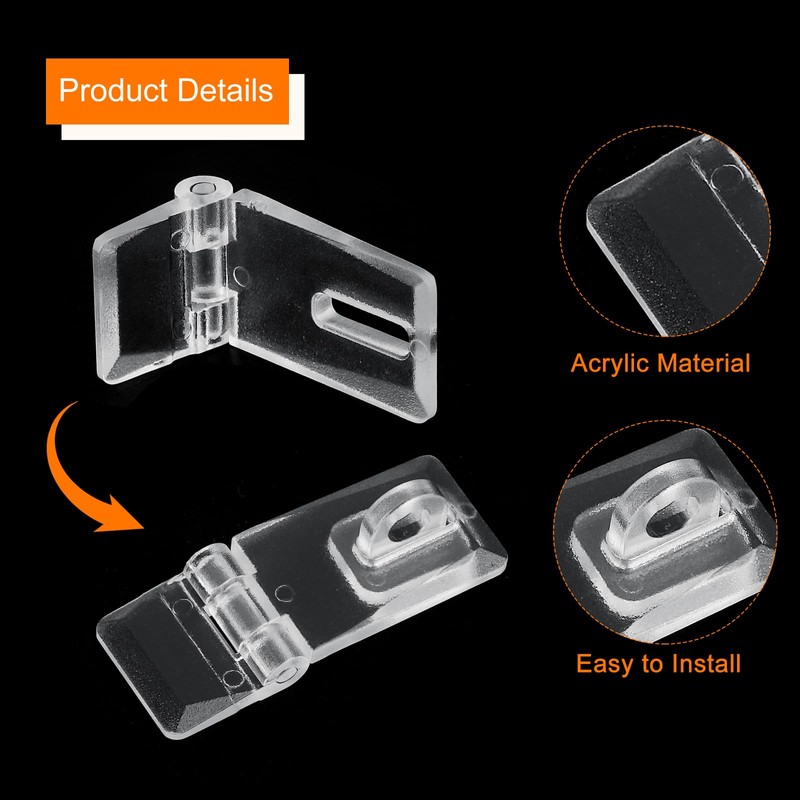 sourcing map 4Pcs 41x16mm Acrylic Hasp Latch, Clear Acrylic Hasp
