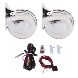 Pair of 12V UTV Horn Kit Super Loud with Switch Harness Relay Replacement for Polaris Ranger RZR General Ranger Silver