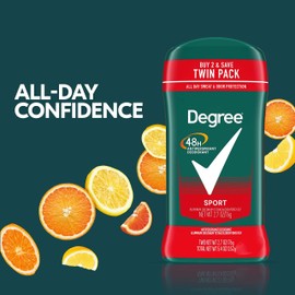 Degree Men Original Protection Antiperspirant Deodorant Sport Twin Pack 48-Hour Sweat & Odor Protection Antiperspirant For Men 2.7 oz