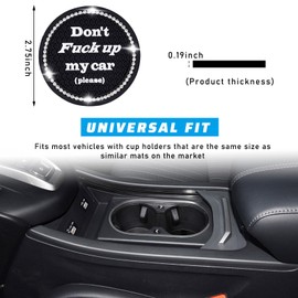 Sylvil 4 PCS Bling Car Cup Coaster, 2.75 Inch Anti-Slip Cup Holder Insert Coasters, Universal Crystal Rhinestone Auto Drink Car Cup Mat, Interior Car Accessories for Women Girls (Black)