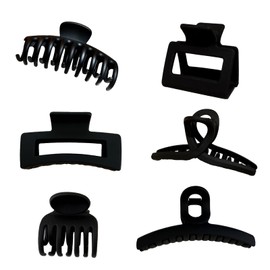 ANQSYY 6Pcs Hair Claw Clips for Thick Thin Curly Hair Pure Black System Nonslip Hair Claw Clip Fashion Hair Barrettes Ponytail Holder Hair Accessories for Women Girls