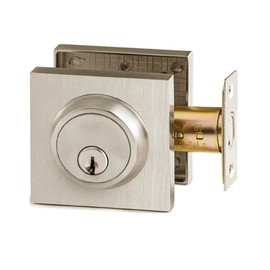Tough Guard Double Cylinder Deadbolt, Square, Satin Nickel