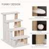 4-Level White Carpeted Wood Eco-Friendly Pet Stairs Cat Tree Climber