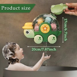 Bath Toys Set,Bath Toys Bear Set with a Rotating Waterwheel Waterfall Water Toys with 2 Cup,2 Strong Suction Cups for Boy Girl Birthday Gifts