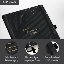 Häfft® Weekly Note Calendar 2025/2026 A5 "Dark Leaf" Diary 18 Months: Jul 25 - Dec 26 - Book Calendar, Weekly Planner, Appointment Calendar, Weekly Calendar - Sustainable & Climate Friendly